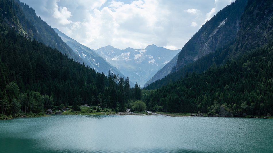 The reservoir created by The Zillergründl Dam, Zillertal, Austria.