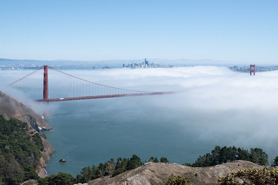 The Golden Gate Bridge.