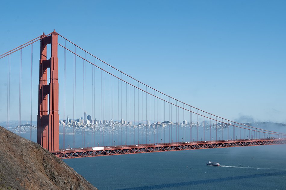 The Golden Gate Bridge.