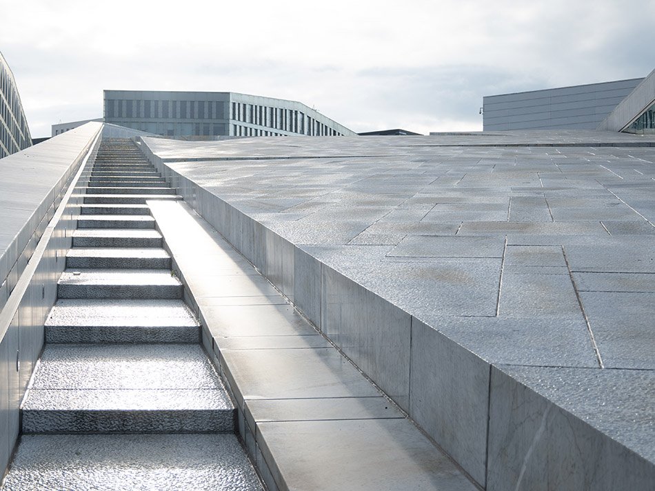 The roof of the Oslo Opera House.