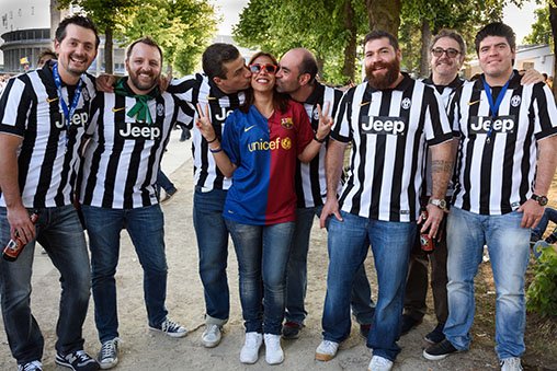 Barcelona and Juventus fans.