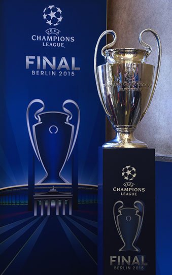 The Champions League trophy on display.