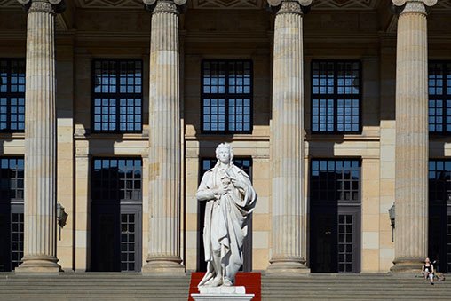 The statue of Schiller in front of the Konzerthaus.