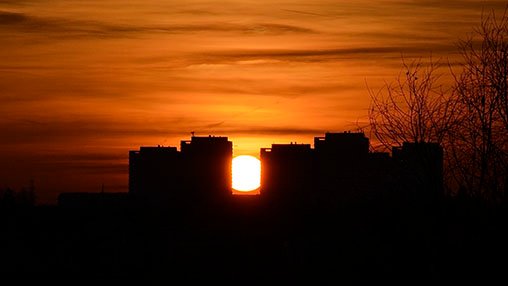 Tower block sunset.