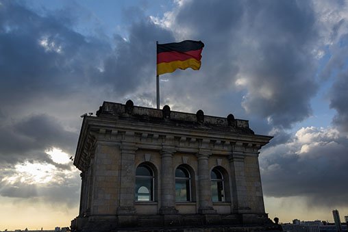 Clouds over the Reichstag roof terrace.