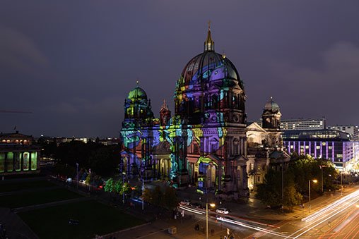 The Berliner Dom lit up for the Festival Of Lights.