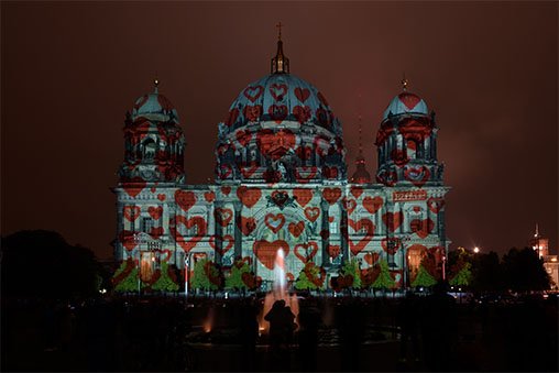 The Berliner Dom lit up for the Festival Of Lights.