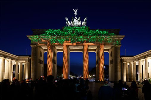 The Brandenburg Gate lit up for the Festival Of Lights.