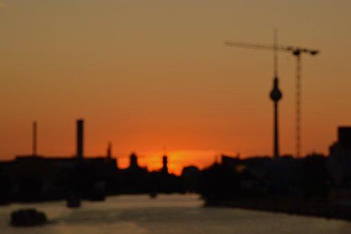 An out of focus view of the Berlin skyline.