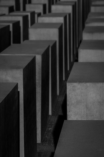 The Holocaust Memorial in black & white.