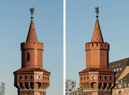The emblems on top of the Oberbaumbrücke