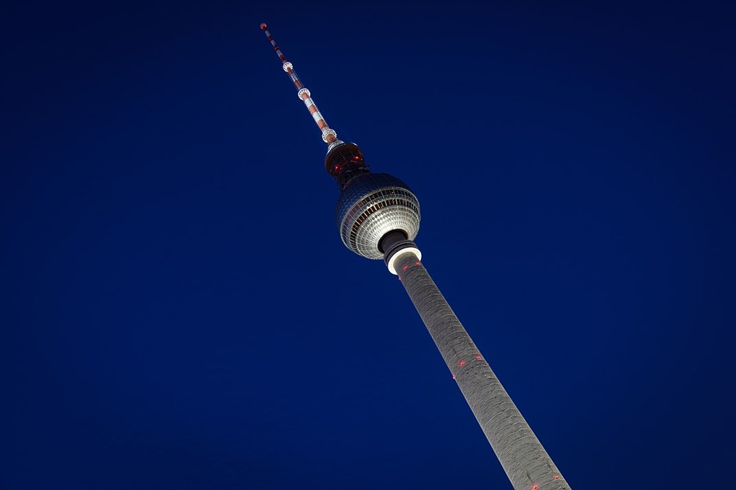 The TV Tower in Alexanderplatz at night.