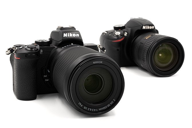The Nikon Z50 and Nikon D3200.