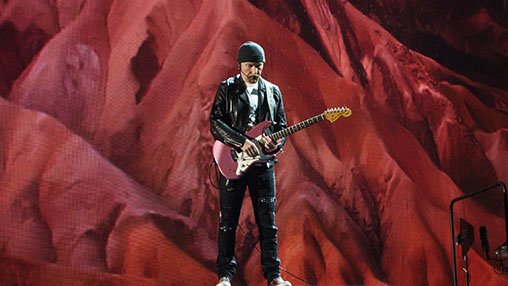 The Edge creating the infinity guitar sound on With Or Without You.