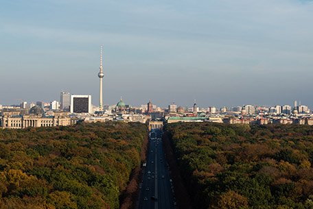 A view of the Berlin skyline from the top of the Siegessäule.