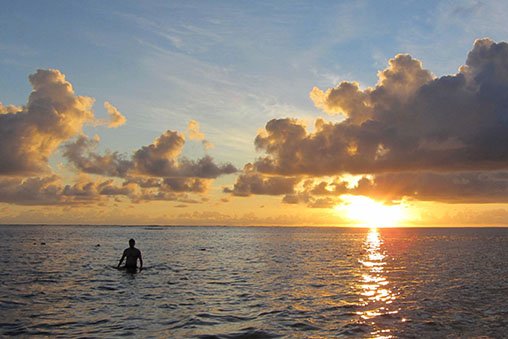 A colourful sunrise in over the sea.